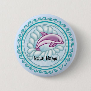 Dolphin Splash 6 Cm Round Badge
