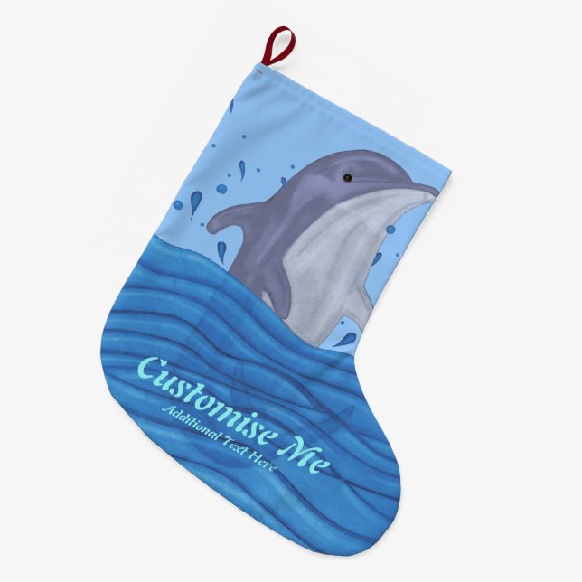 Dolphin Splash Large Christmas Stocking (Front (Hanging))