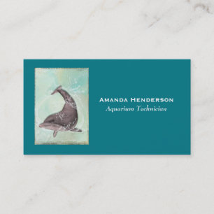 Dolphin Splashing Around in Aqua Green Water Business Card