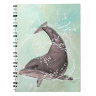 Dolphin Splashing Around in Aqua Green Water Notebook