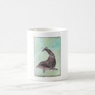 Dolphin Splashing Around in Cool Green Water Coffee Mug