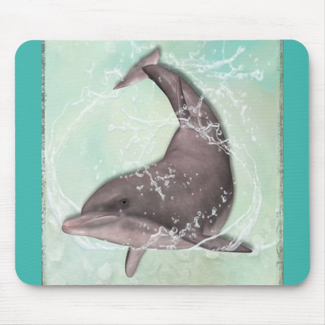 Dolphin Splashing Around in Cool Green Water Mouse Mat (Front)