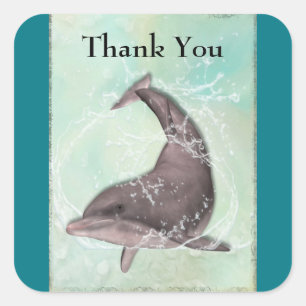 Dolphin Splashing Around Thank You Square Sticker