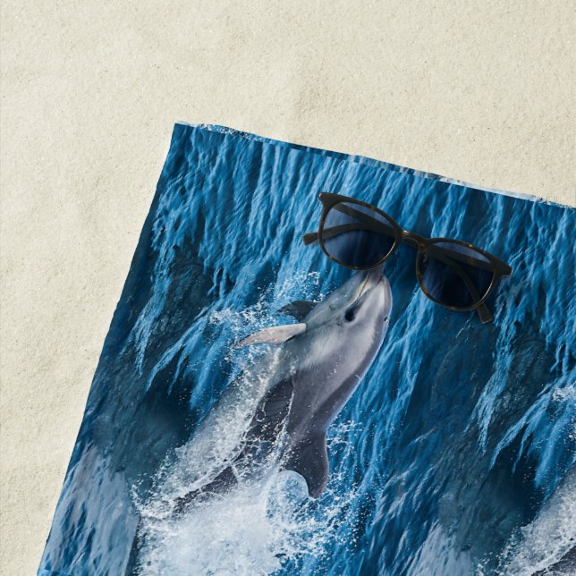Dolphin Splashing Beach Towel (In Situ)