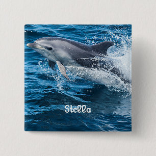 Dolphin Splashing Personalised Button
