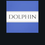 DOLPHIN Sporty Fun Summer Blue White Grey Stripes Canvas Print<br><div class="desc">Classy strong bold font inside a highlighted wide white stripe against medium blue backgrounds with "DOLPHIN" text.  The text is optional and can be personalised.</div>