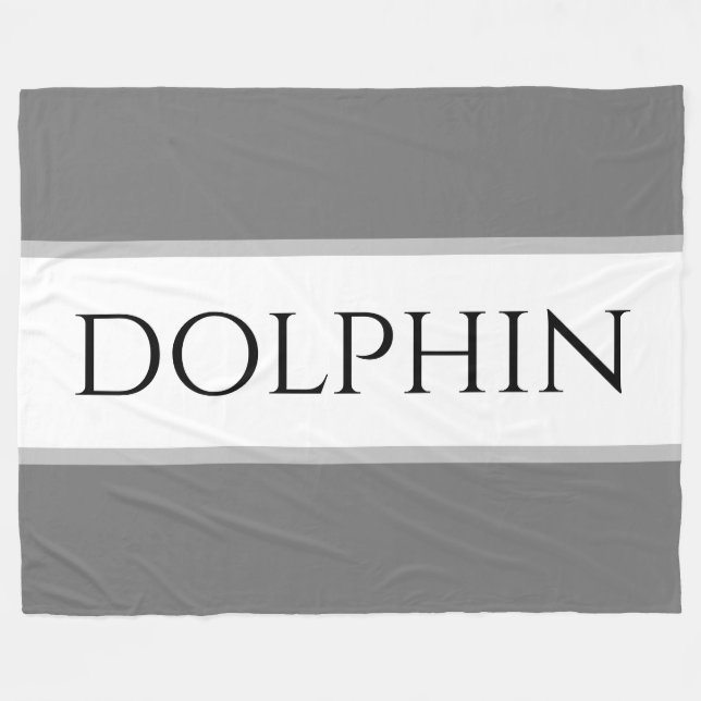 DOLPHIN Sporty Grey Black White Nautical Stripes Fleece Blanket (Front (Horizontal))