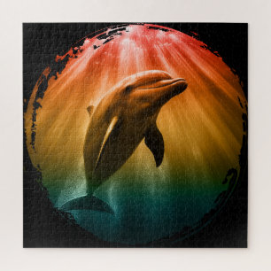 dolphin summer sea ocean sunset jigsaw puzzle