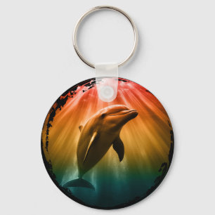 dolphin summer sea ocean sunset key ring