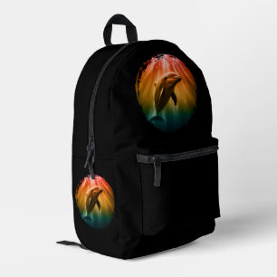 dolphin summer sea ocean sunset printed backpack