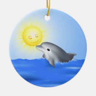 Dolphin & Sun Ceramic Tree Decoration
