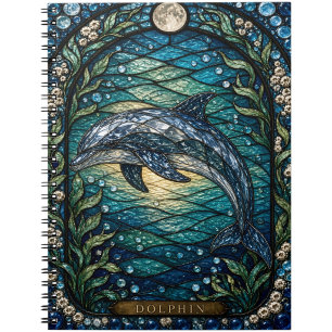 Dolphin Sunlit Channel Illumina Stained Glass Notebook