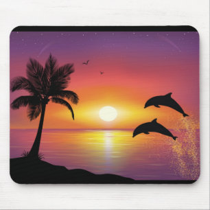 Dolphin sunset mouse pad