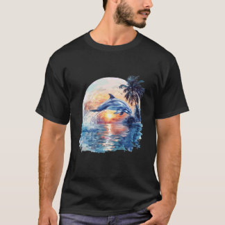 Dolphin Sunset Ocean Sea Dolphin Sea Ocean Animal  T-Shirt