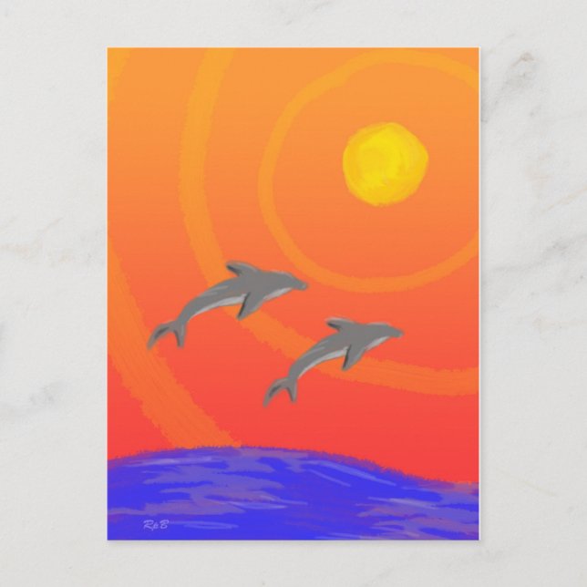 Dolphin Sunset Postcard (Front)