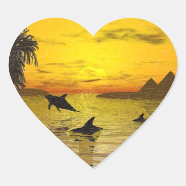 Dolphin Sunset Sticker (Front)