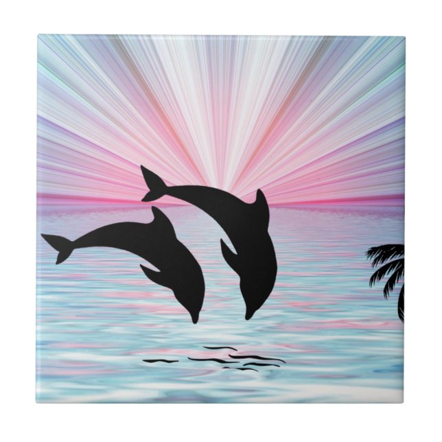 Dolphin Sunset Tile (Front)
