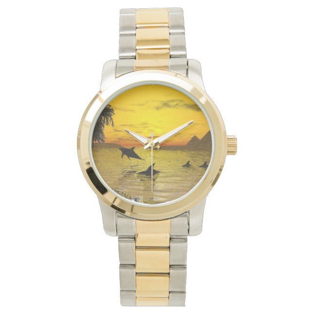 Dolphin Sunset Two Tone Watch (Front)