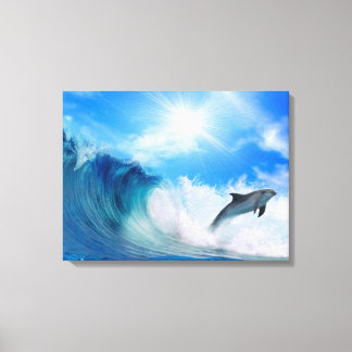 Dolphin Surf Canvas Print