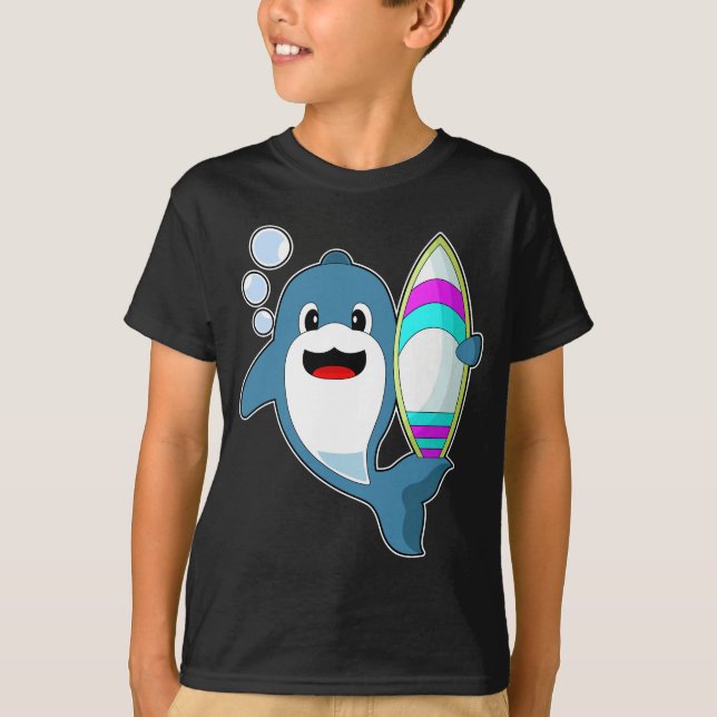 Dolphin Surfer Surfboard T-Shirt (Front)