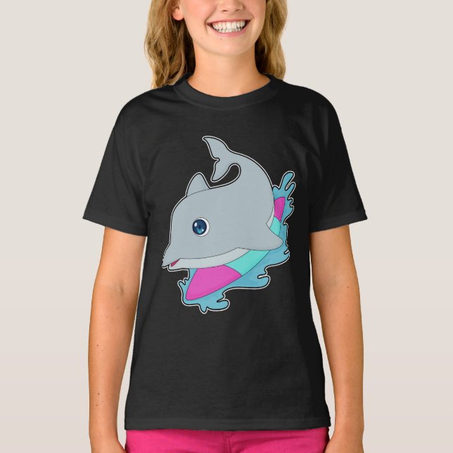 Dolphin Surfer Surfboard T-Shirt (Front)