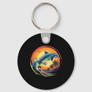 Dolphin Surfing Sunset Sea Ocean Dolphin Sea Ocean Key Ring