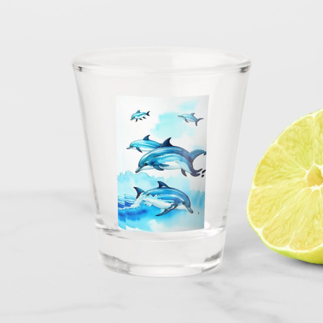 Dolphin Swim  Shot Glass (Front)