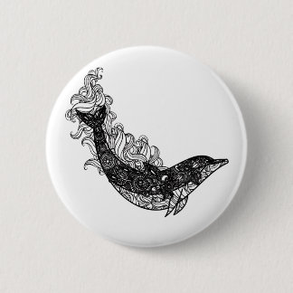 Dolphin Swimming 6 Cm Round Badge