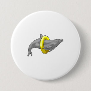 Dolphin Swimming Lifebuoy 7.5 Cm Round Badge