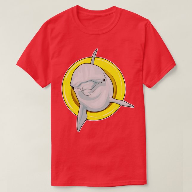 Dolphin Swimming Lifebuoy T-Shirt (Design Front)