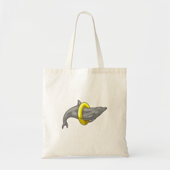 Dolphin Swimming Lifebuoy Tote Bag (Front)