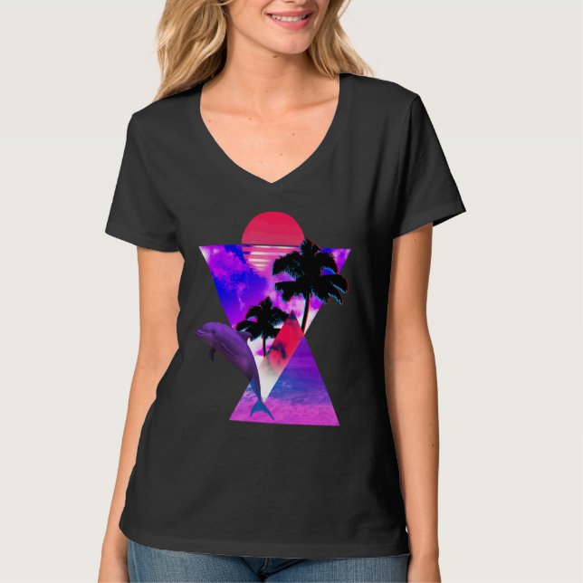 Dolphin Tee Playing In The Sunset Sea (Front)
