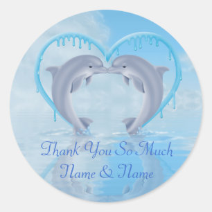 Dolphin Thank You Wedding Favour Stickers