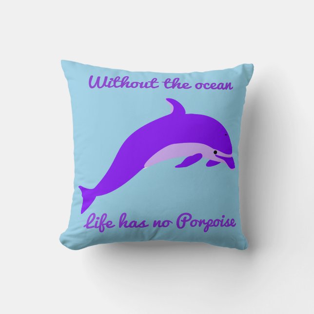 Dolphin Throw Pillow Teal and Purple (Front)