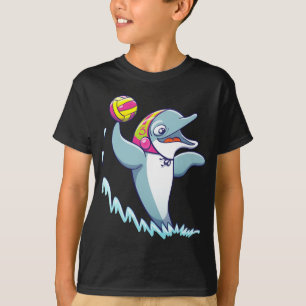 Dolphin throwing the ball while playing water polo