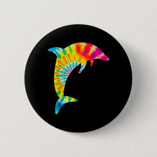 Dolphin Tie Dye 6 Cm Round Badge