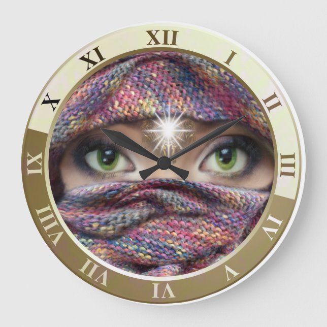 Dolphin time on leather large clock (Front)