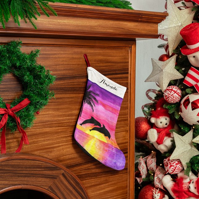 Dolphin Tropical Paradise Personalised Stocking (Creator Uploaded)