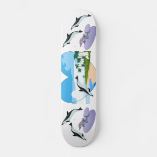 Dolphin Tropics Beach Palms Ocean Water Destiny Skateboard