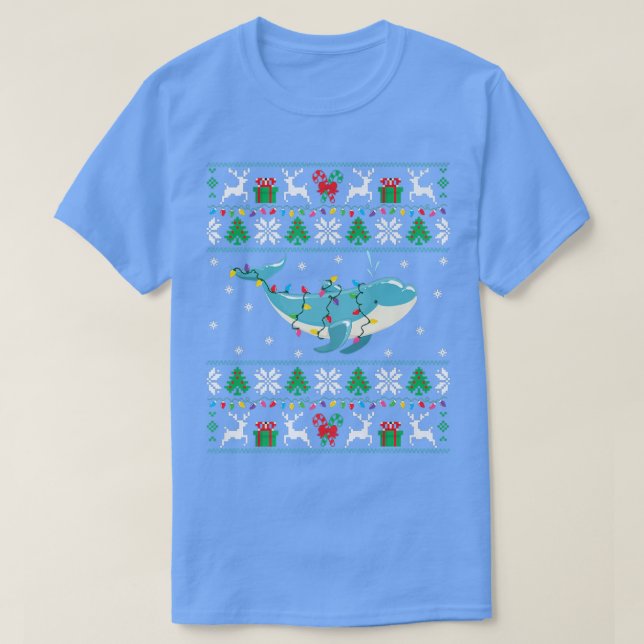 Dolphin Ugly Christmas Sweater Dolphin Xmas Lights (Design Front)