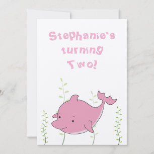 Dolphin Under the Sea 2nd Birthday Baby Invite