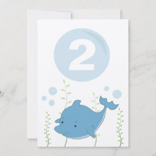 Dolphin Under the Sea 2nd Birthday Baby Invite
