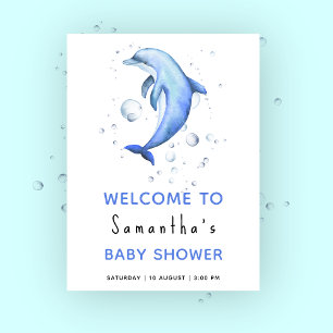 Dolphin under the sea baby shower welcome poster