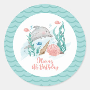 Dolphin Under the Sea Birthday Classic Round Sticker