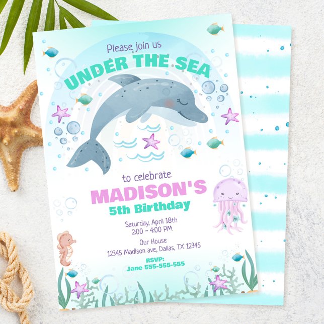 Dolphin Under the Sea Birthday  Invitation (Creator Uploaded)