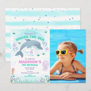 Dolphin Under the Sea Birthday  Invitation Photo