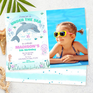 Dolphin Under the Sea Birthday Invitation Photo