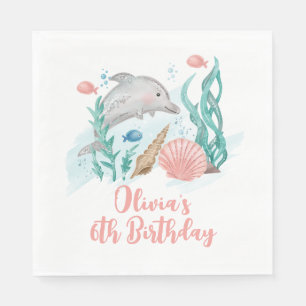Dolphin Under the Sea Birthday Napkin