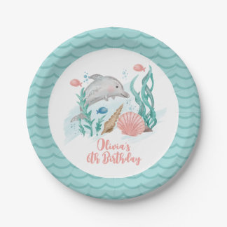 Dolphin Under the Sea Birthday Paper Plate