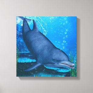 Dolphin Underwater Canvas Print